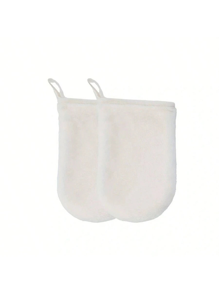 2Pcs Multi Color Microfiber Double Sided Makeup Remover Mitt Reusable for Face Cleansing