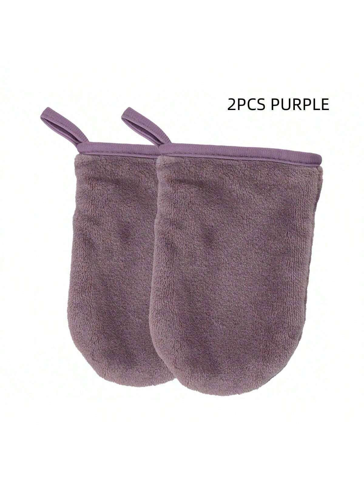 2Pcs Multi Color Microfiber Double Sided Makeup Remover Mitt Reusable for Face Cleansing