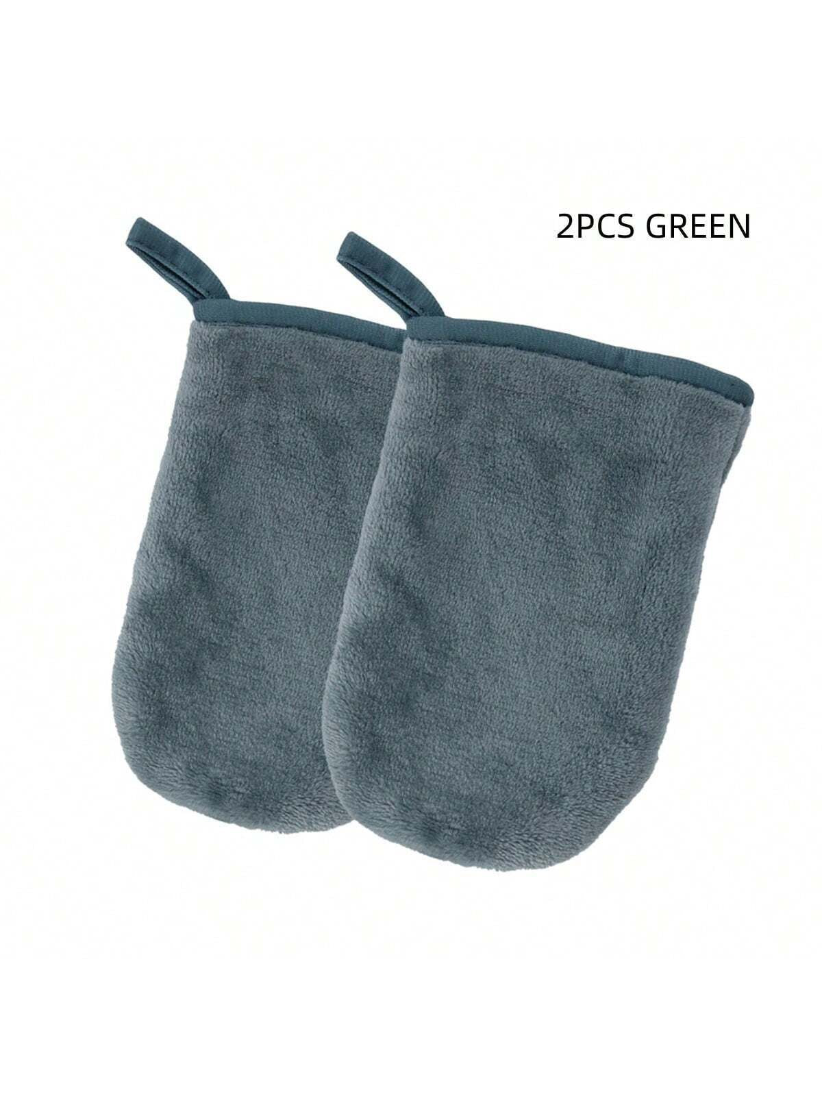 2Pcs Multi Color Microfiber Double Sided Makeup Remover Mitt Reusable for Face Cleansing