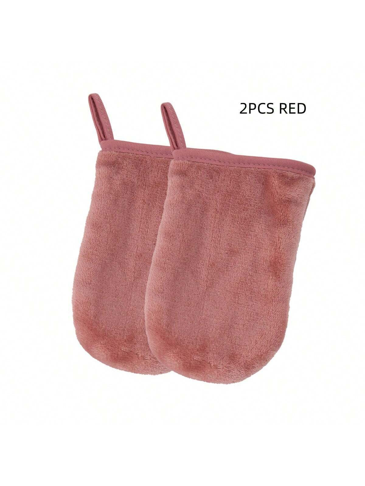 2Pcs Multi Color Microfiber Double Sided Makeup Remover Mitt Reusable for Face Cleansing