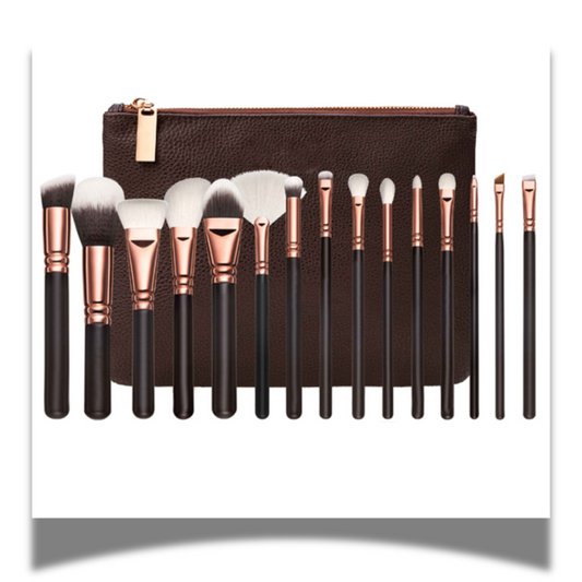 15 Makeup Brush with Bag Rose Gold Makeup Brush Multi-Function Makeup Tool Set