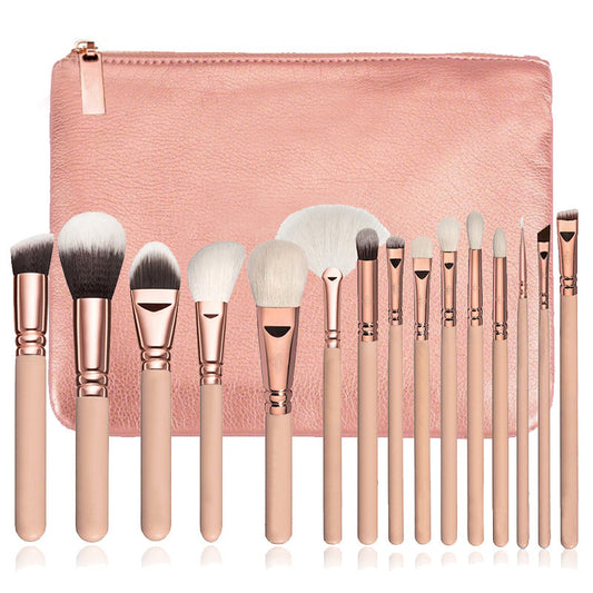15 Makeup Brush with Bag Rose Gold Makeup Brush Multi-Function Makeup Tool Set
