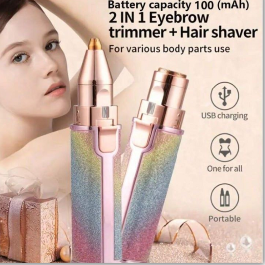 2-in-1 Women’s Facial & Eyebrow Hair Remover – Painless & Rechargeable